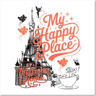 My Happy Place Welcome Home Castle Vintage Retro Design Posters and Art
